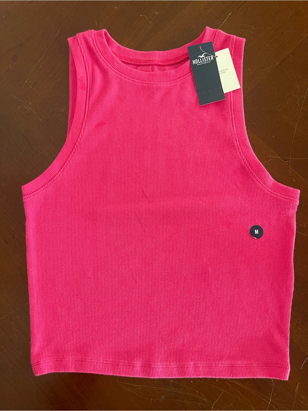 Hollister Ribbed Crop Tank Top - Hot Pink